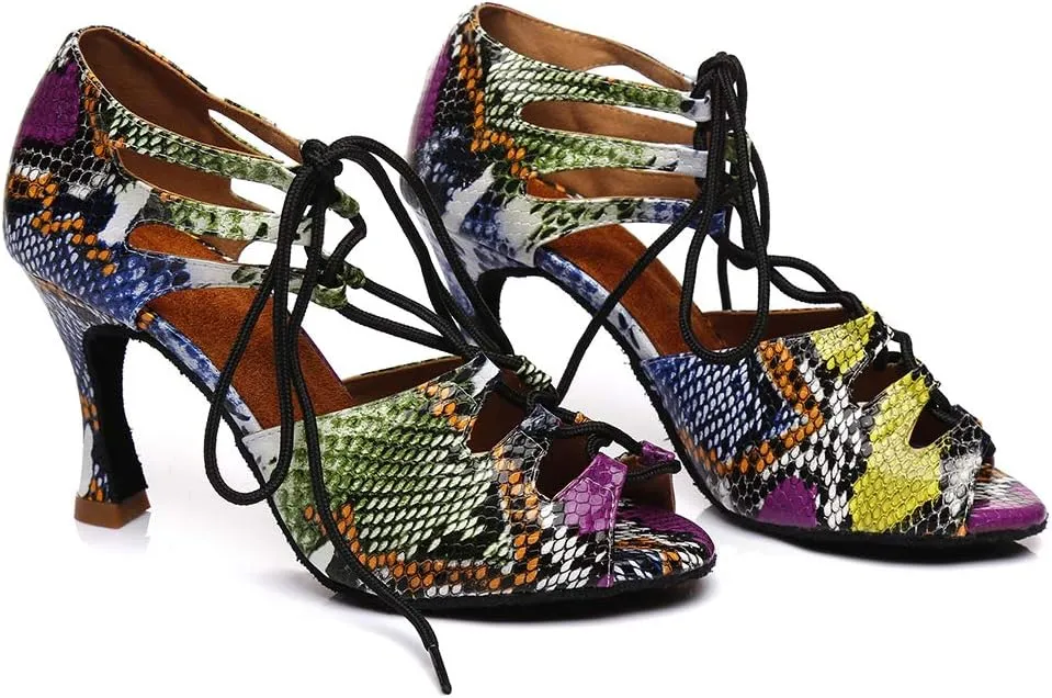 Women Ballroom Dance Shoes Latin Salsa Dance Heel Performance Dancing Shoes, Model YCL407