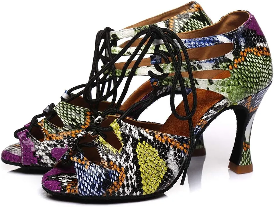 Women Ballroom Dance Shoes Latin Salsa Dance Heel Performance Dancing Shoes, Model YCL407