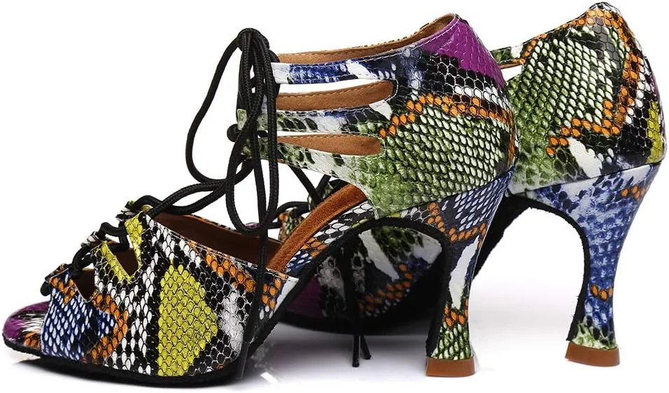 Women Ballroom Dance Shoes Latin Salsa Dance Heel Performance Dancing Shoes, Model YCL407