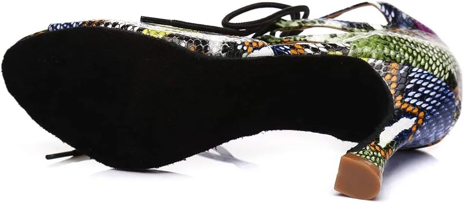 Women Ballroom Dance Shoes Latin Salsa Dance Heel Performance Dancing Shoes, Model YCL407