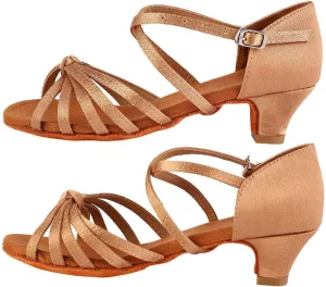 Women Latin Dance Shoes, Professional Ballroom Salsa Practice Performance Dancing Shoes, Women Ballet and Dance Shoes for Women Girl, Brown (32)