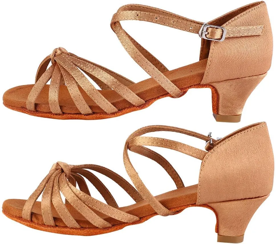 Women Latin Dance Shoes, Professional Ballroom Salsa Practice Performance Dancing Shoes, Women Ballet and Dance Shoes for Women Girl, Brown (32)
