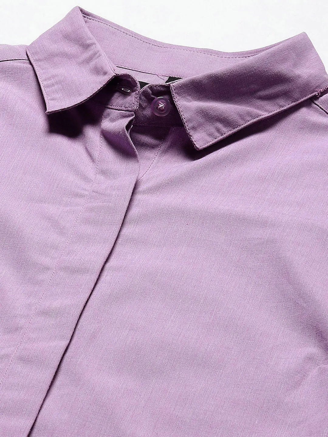 Women Mauve Solids Pure Cotton Slim Fit Formal Shirt