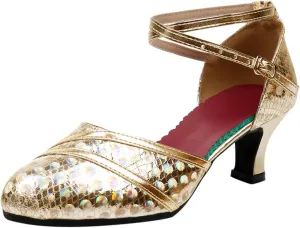 Women Rhinestone Ballroom Dance Shoes Latin Performance Dance Shoes