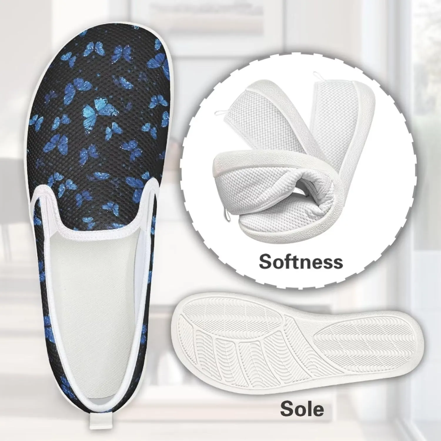 Women's Butterfly Wedding Shoes Wide Toe Walking Flats Leisure Loafers Memory Foam Tennis Shoes