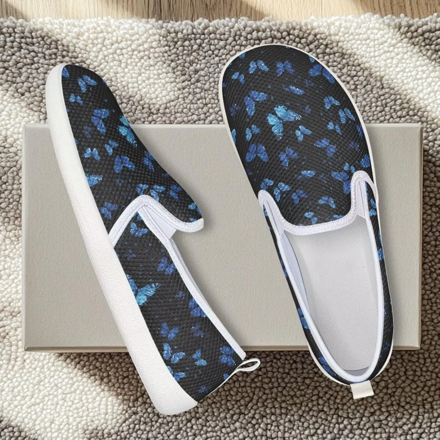 Women's Butterfly Wedding Shoes Wide Toe Walking Flats Leisure Loafers Memory Foam Tennis Shoes