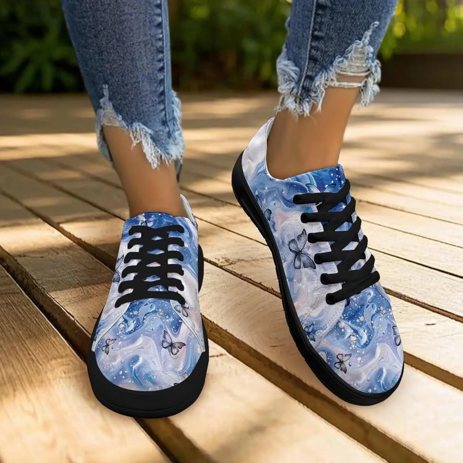 Womens Canvas Sneakers Orthotic Walking Shoes with Memory Foam Non-Slip Canvas Shoes for Hiking Walking Running