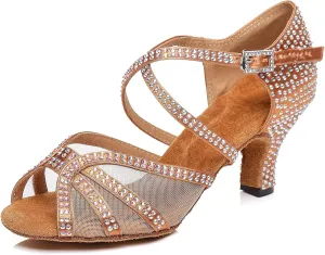 Women's Rhinestone Ballroom Dance Shoes Performance Wedding Party Shoes For 1920s