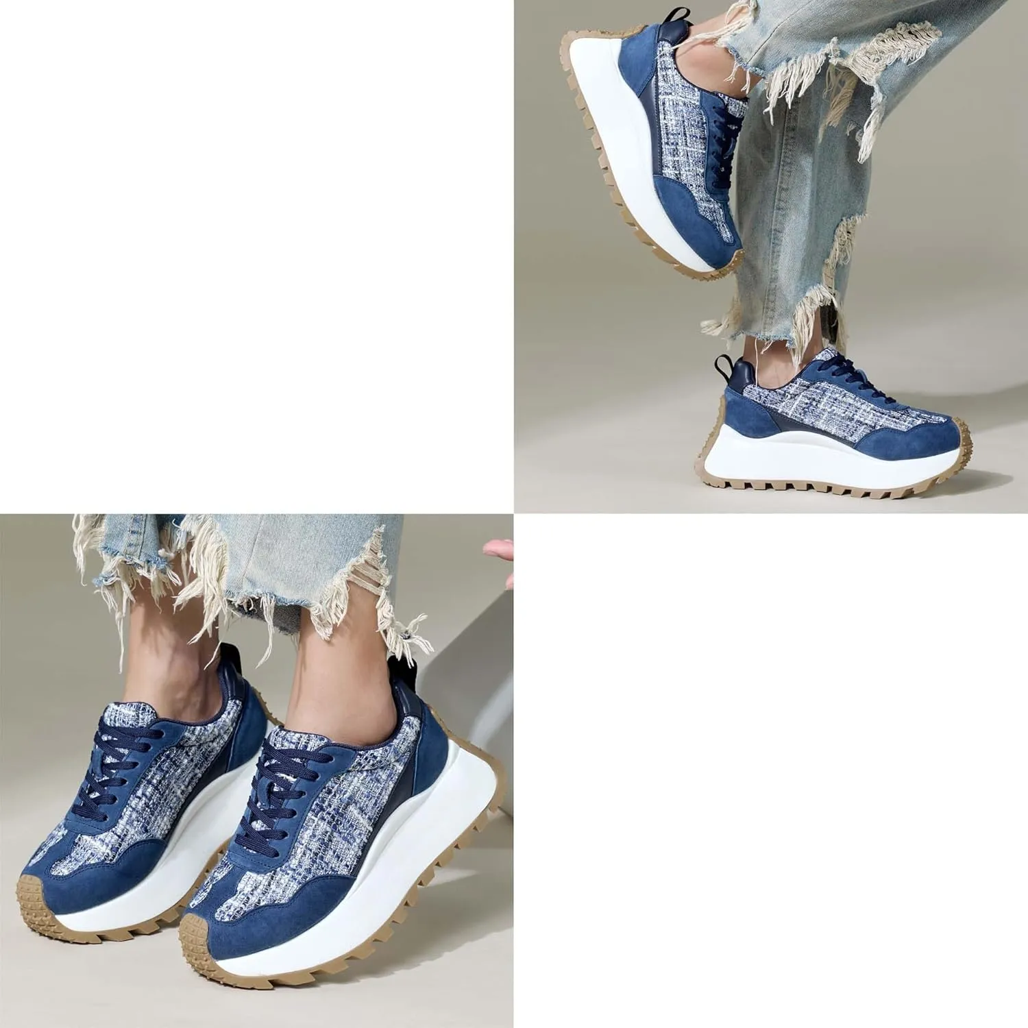 Women's Sneakers Lace Up Low Top Sneakers Platform Height Increase Outdoor Walking Shoes Comfortable Breathable Casual Women's Shoes