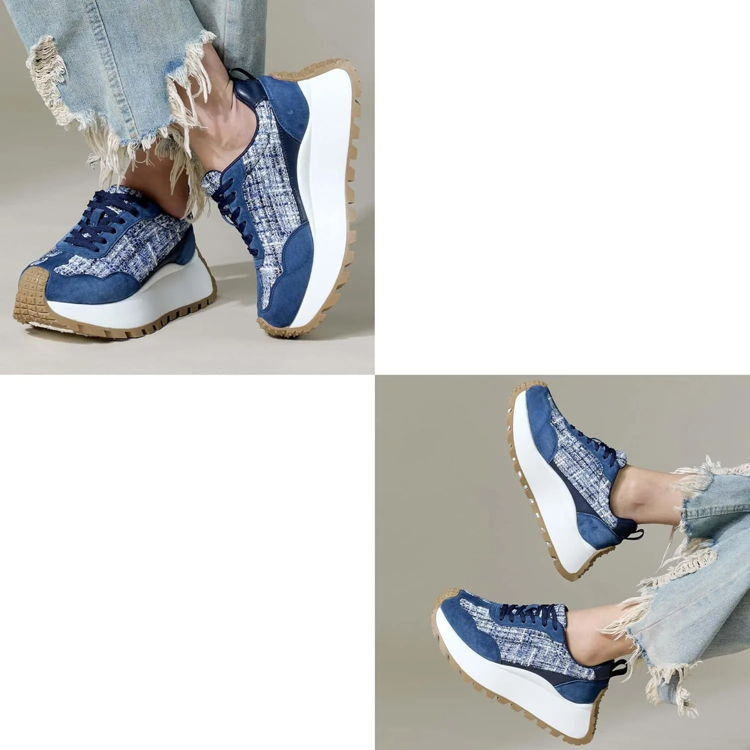 Women's Sneakers Lace Up Low Top Sneakers Platform Height Increase Outdoor Walking Shoes Comfortable Breathable Casual Women's Shoes