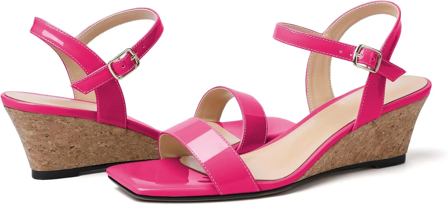 YODEKS Low Wedge Heel Sandals Women Summer Sandals Open Toe Pump Shoes for Evening Party Dress Casual