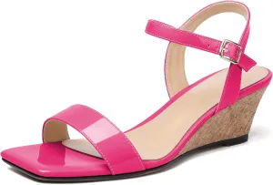 YODEKS Low Wedge Heel Sandals Women Summer Sandals Open Toe Pump Shoes for Evening Party Dress Casual