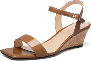 YODEKS Low Wedge Heel Sandals Women Summer Sandals Open Toe Pump Shoes for Evening Party Dress Casual