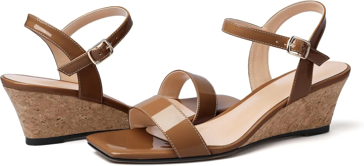 YODEKS Low Wedge Heel Sandals Women Summer Sandals Open Toe Pump Shoes for Evening Party Dress Casual