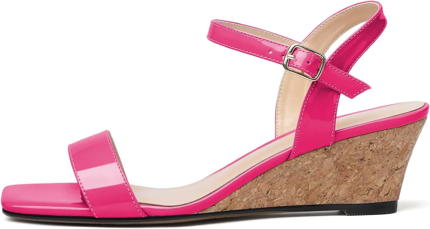 YODEKS Low Wedge Heel Sandals Women Summer Sandals Open Toe Pump Shoes for Evening Party Dress Casual